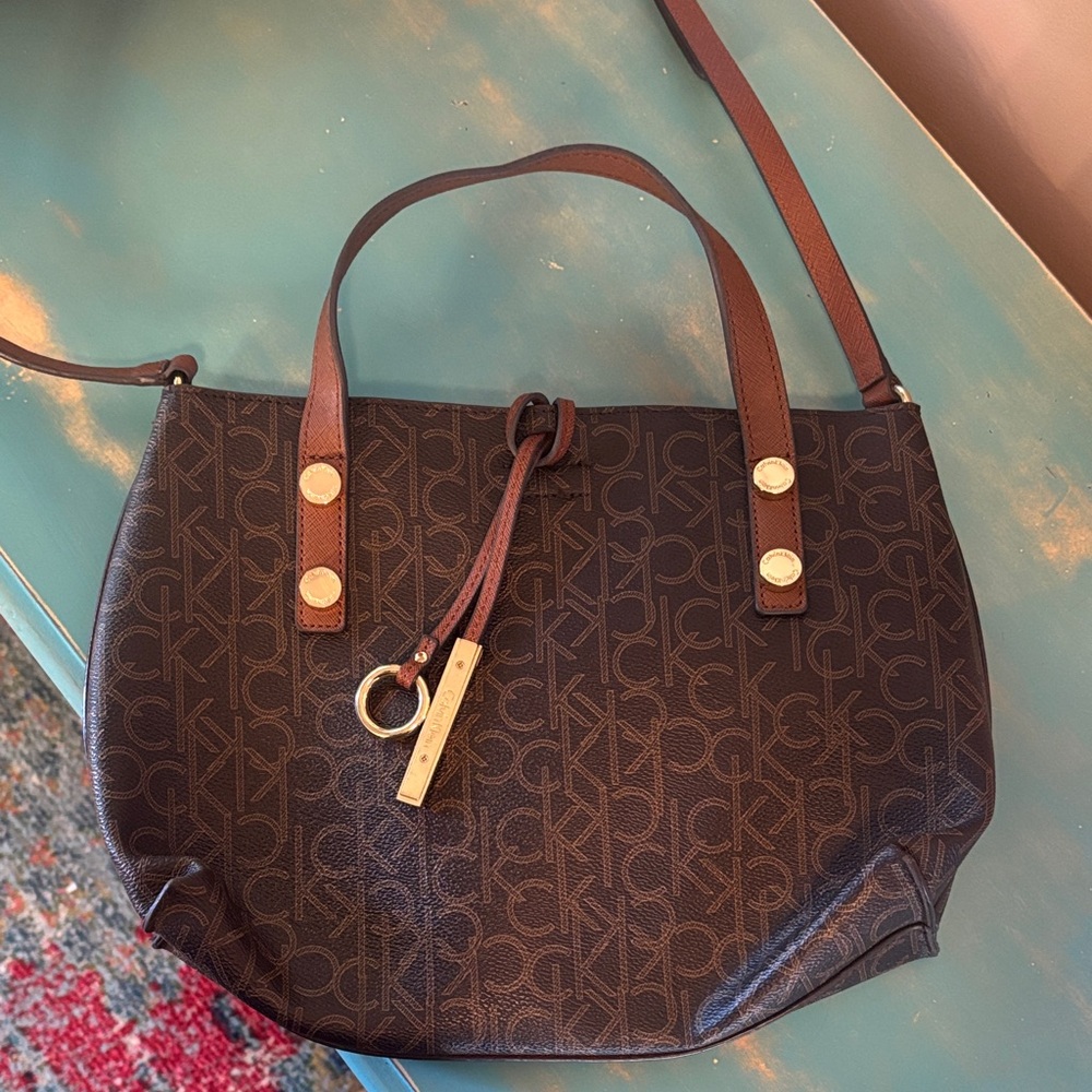 Calvin Klein Dark Brown Monogram Shoulder Bag